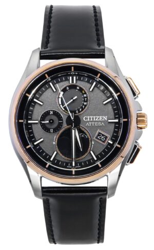 Citizen Attesa Radio-Controlled Leather Strap Grey Dial Eco-Drive BY1004-17X 100M Men's Watch