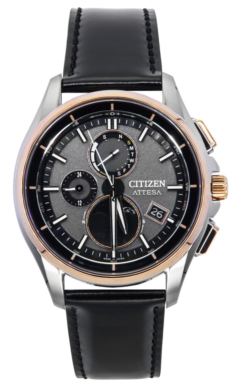 Citizen Attesa Radio-Controlled Leather Strap Grey Dial Eco-Drive BY1004-17X 100M Men's Watch