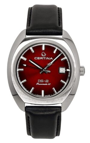 Certina DS-2 Leather Strap Red Dial Automatic Diver's C024.407.17.421.00 200M Men's Watch