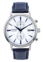 Citizen Eco-Drive Chronograph Leather Strap White Dial CA7069-16A Men's Watch