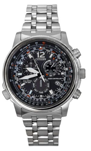 Citizen Promaster Sky Radio Controlled Chronograph Stainless Steel Black Dial Eco-Drive CB5860-86E 200M Men's Watch