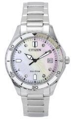 Citizen Marine Eco-Drive Crystal Accents Stainless Steel Mother Of Pearl Dial FE6170-88D 100M Women's Watch