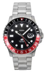 Fossil Blue GMT Stainless Steel Black Dial Quartz FS6092 100M Men's watch