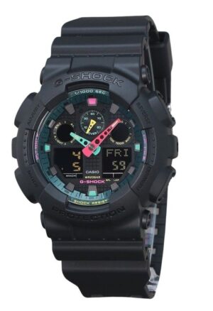 Casio G-Shock Analog Digital Multi Fluorescent Accents Series Resin Strap Black Dial Quartz GA-100MF-1A 200M Men's Watch