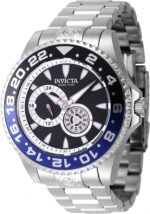 Invicta Pro Diver Stainless Steel Black And Blue Bezel With Black Dial Automatic Diver's 47300 300M Men's Watch