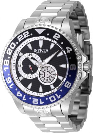Invicta Pro Diver Stainless Steel Black And Blue Bezel With Black Dial Automatic Diver's 47300 300M Men's Watch