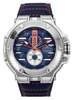 Invicta Racing Downforce GMT Leather Strap Blue Dial Quartz 47378 200M Men's Watch