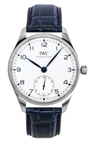 IWC Portugieser Leather Strap Silver Dial Automatic IW358304 Men's Watch