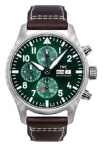 IWC Pilots Chronograph Leather Strap Green Dial Automatic IW378005 100M Men's Watch