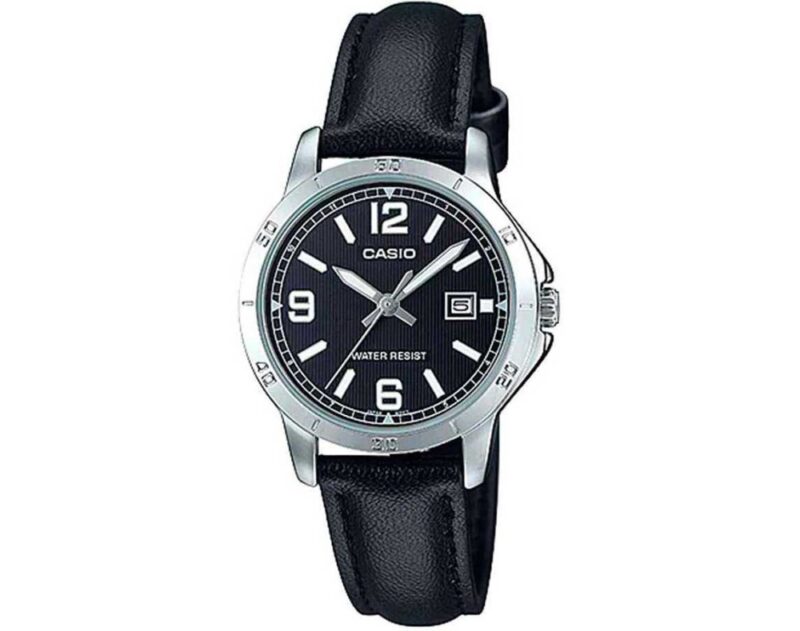 Casio Collection Lady Date. Leather - Black (LTP-V004L-1BUDF) Women's Watch_main