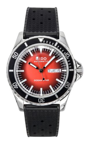 Mido Ocean Star Tribute Gradient Rubber Strap Red Dial Automatic Diver's M026.830.17.421.00 200M Men's Watch