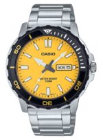 Casio Standard Analog Stainless Steel Yellow Dial Quartz MTD-125D-9AV 100M Men's Watch