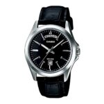 Casio Collection Day Date Leather - Black (MTP-1370L-1AVDF) Men's Watch_main