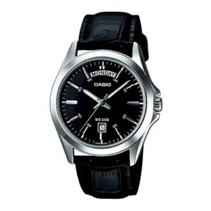 Casio Collection Day Date Leather - Black (MTP-1370L-1AVDF) Men's Watch_main