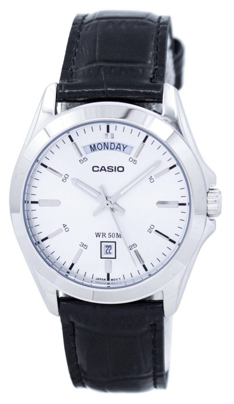Casio Collection Day Date. Leather. White (MTP-1370L-7AVDF) Men's Watch_main