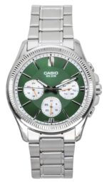 Casio Enticer Analog Stainless Steel Green Dial Quartz MTP-1375D-3 Men's Watch