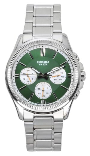 Casio Enticer Analog Stainless Steel Green Dial Quartz MTP-1375D-3 Men's Watch