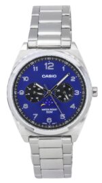 Casio Standard Analog Stainless Steel Moon Phase Blue Dial Quartz MTP-M300D-2A Men's Watch