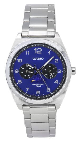 Casio Standard Analog Stainless Steel Moon Phase Blue Dial Quartz MTP-M300D-2A Men's Watch