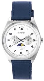 Casio Standard Analog Moon Phase White Dial Leather Strap Quartz MTP-M300L-7A MTPM300L-7 Men's Watch