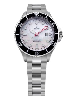 Ratio FreeDiver Sapphire Stainless Steel White Mother Of Pearl Dial Quartz RTFL811 200M Women's Watch