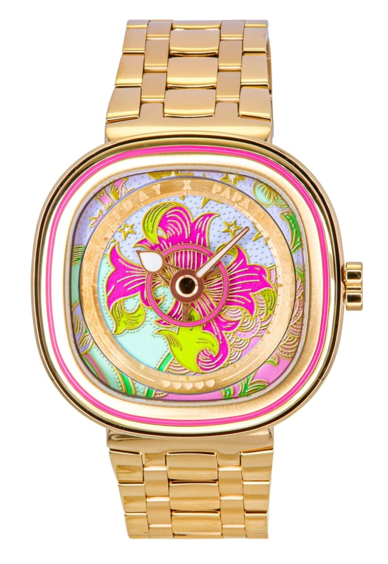 Sevenfriday C-Series Papa Don't Preach Gold Tone Stainless Steel Multicolor Dial Quartz SF-C2-01 Women's Watch