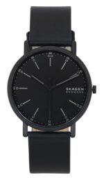 Skagen Signatur Leather Strap Black Dial Quartz SKW6902 Men's Watch