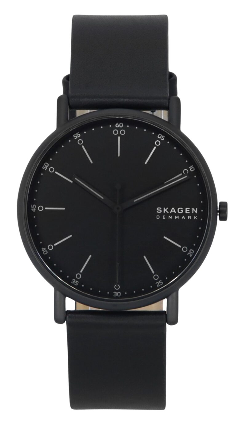 Skagen Signatur Leather Strap Black Dial Quartz SKW6902 Men's Watch