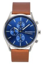 Skagen Holst Chronograph Leather Strap Blue Dial Quartz SKW6916 Men's Watch