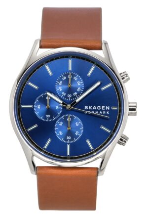 Skagen Holst Chronograph Leather Strap Blue Dial Quartz SKW6916 Men's Watch