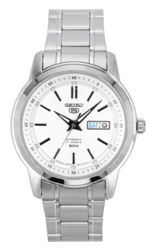 Seiko 5 Stainless Steel Silver Dial 21 Jewels Automatic SNKM83J1 Men's Watch