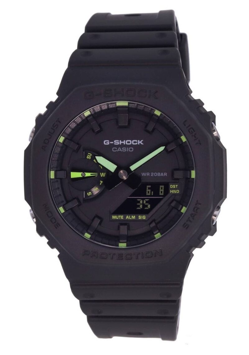 Refurbished Casio G-Shock Analog Digital Neon Accent Resin Strap Black Dial Quartz GA-2100-1A3 200M Men's Watch