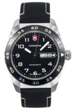 Victorinox Swiss Army Leather Strap Black Dial Quartz 242041 100M Men's Watch