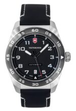 Victorinox Swiss Army Leather Strap Black Dial Automatic 242044 100M Men's Watch