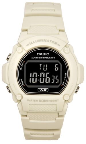 Casio Standard Illuminator Digital White Resin Strap Quartz W-219HC-8B Men's Watch