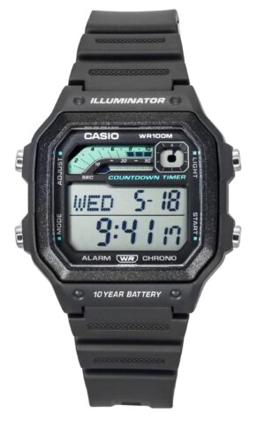 Casio Standard Digital Resin Strap Gray Quartz WS-1600H-8AV 100M Men's Watch