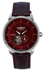 Zeppelin LZ 120 Bodensee Leather Strap Red Open Heart Dial Automatic 81665 Men's Watch