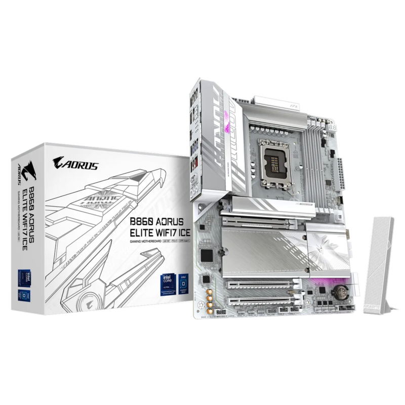 GIGABYTE Intel® B860 Chipset for LGA 1851; 4x DDR5; 3x M2; HDMI/DP/USB4.0 ; ATX. (GA-B860-A-ELITE-WF7-ICE)