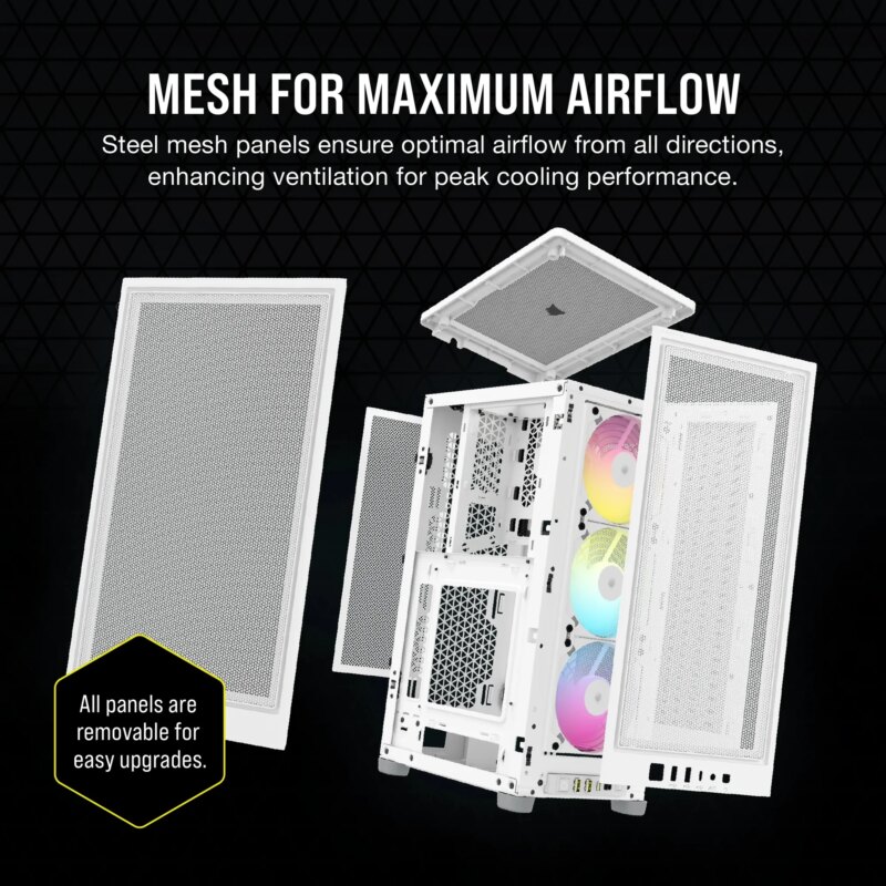 iCUE 2000D RGB AIRFLOW White Mini-ITX PC Case; 3x 2.5'' Drive Bays; Up to 360mm Radiator compatible; 2x 120mm fan incl (CC-9011247-WW) - Image 41