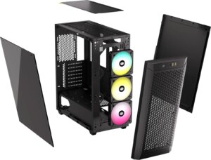 480T RGB Airflow Black Tempered Glass Mid-Tower; 2x 2.5'' Drive Bays; Up to 360mm; 1x 120mm fan incl (CC-9011272-WW)