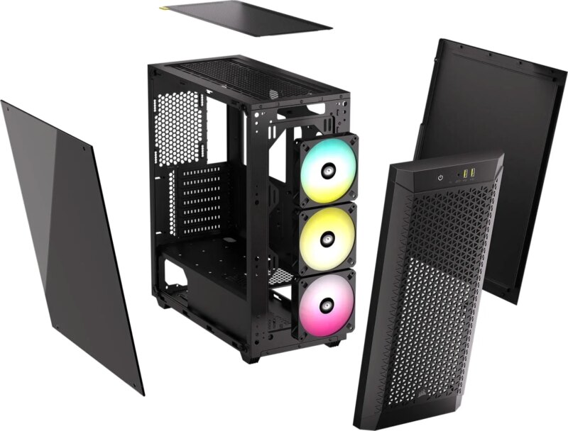 480T RGB Airflow Black Tempered Glass Mid-Tower; 2x 2.5'' Drive Bays; Up to 360mm; 1x 120mm fan incl (CC-9011272-WW)
