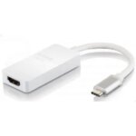 USB-C to HDMI Adapter; HDMI Port (3840 x 2160 or 4096 x 2160 pixels @60 Hz); USB Type-C Connector (Thunderbolt 3 compliant) (DUB-V120)