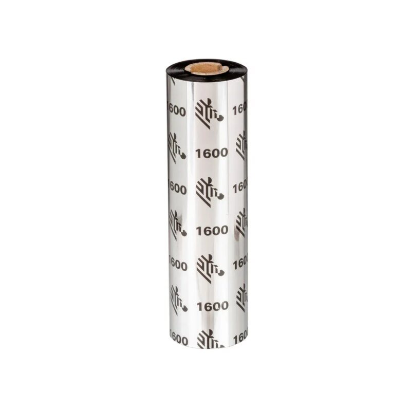 Zebra Wax Ribbon; 110mmx450m; 1600; Standard; 25mm core (01600BK11045)