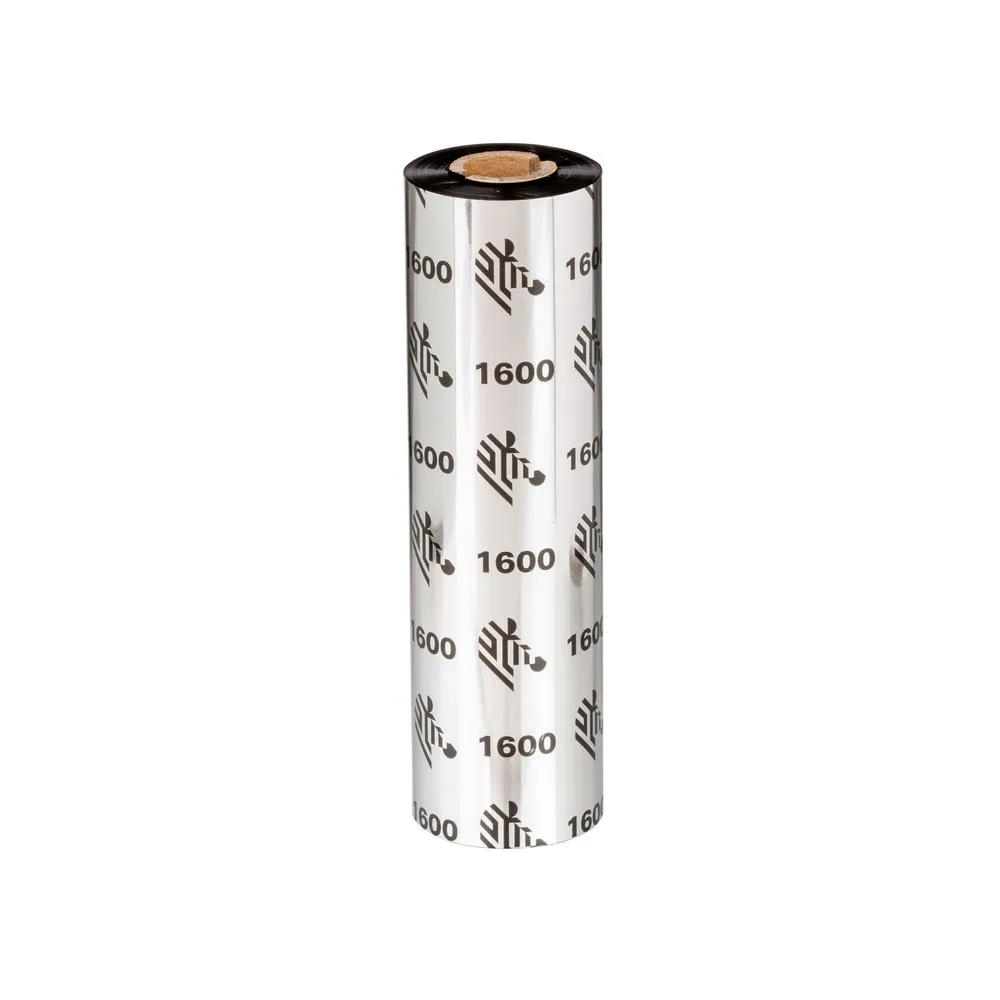 Zebra Wax Ribbon; 110mmx450m; 1600; Standard; 25mm core (01600BK11045)