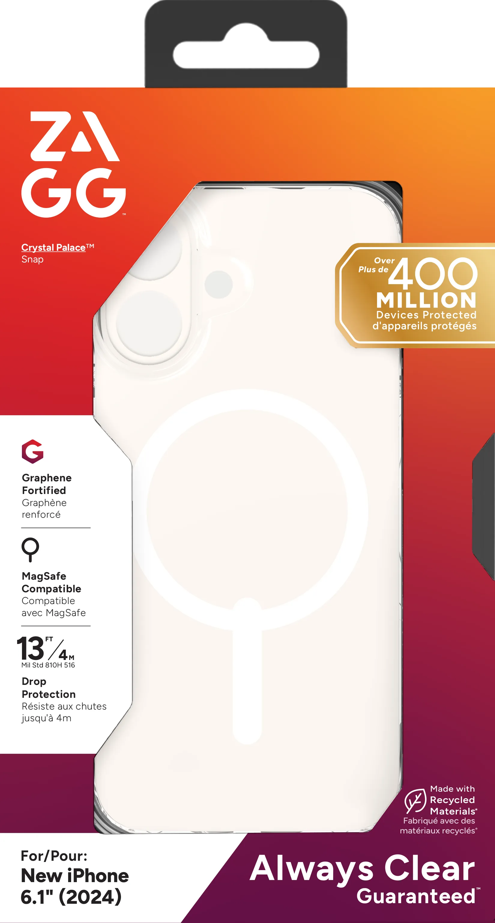 ZAGG Cases Crystal Palace Snap Apple iP16  Clear (702315042)