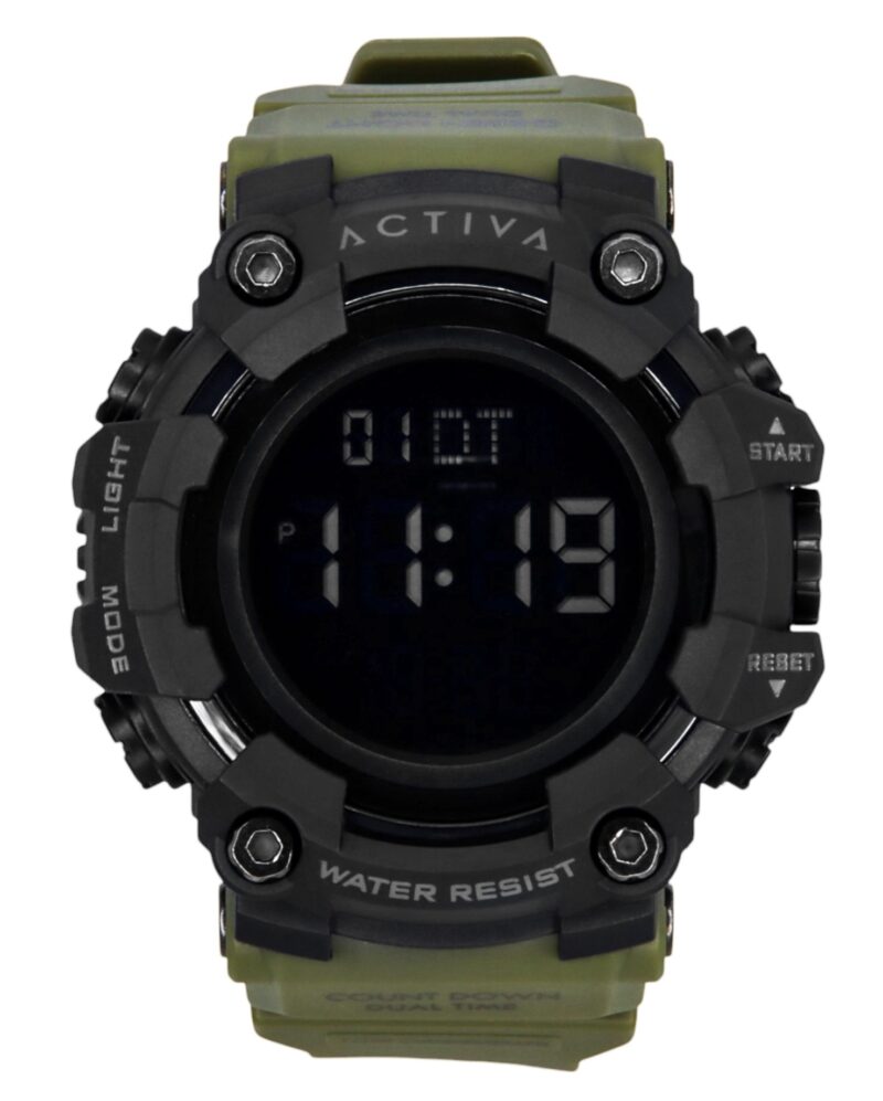 Invicta Activa Digital Army Green Polyurethane Strap Black Dial Quartz ACW1968-002 Men's Watch