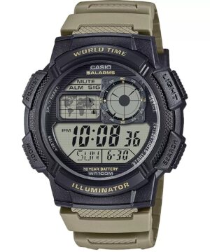 Casio Sport Diver - World Time Illuminator 5 Alarms. 10 Years Battery (AE-1000W-5AVEF) Men's Watch_main