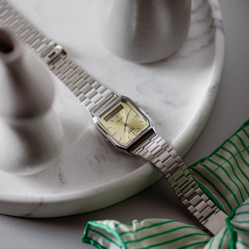 Casio Vintage Edgy Collection Sunray Dial - Green Lemon (AQ-230A-9AMQYES) Unisex Watch_2