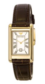 Emporio Armani Brown Leather Strap White Dial Quartz AR11665 Men's Watch