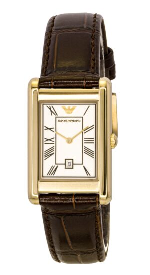 Emporio Armani Brown Leather Strap White Dial Quartz AR11665 Men's Watch